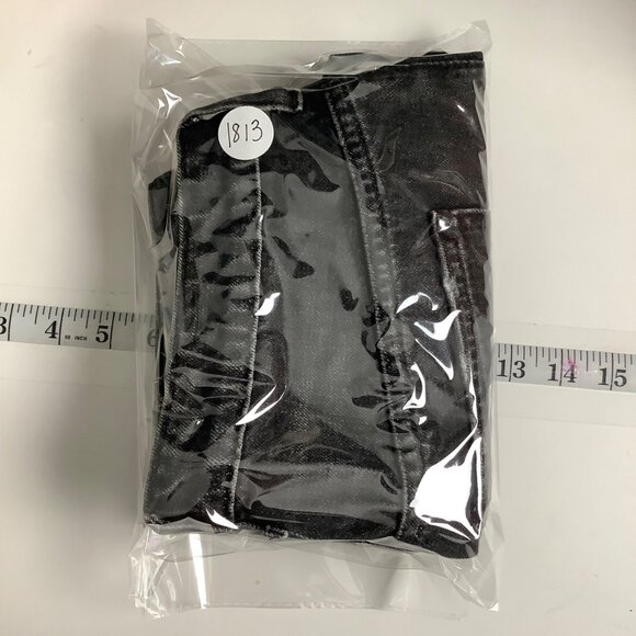 We The Free People Black Denim High-Waisted Distressed Fringe Hem Shorts Size 27 - Picture 11 of 11